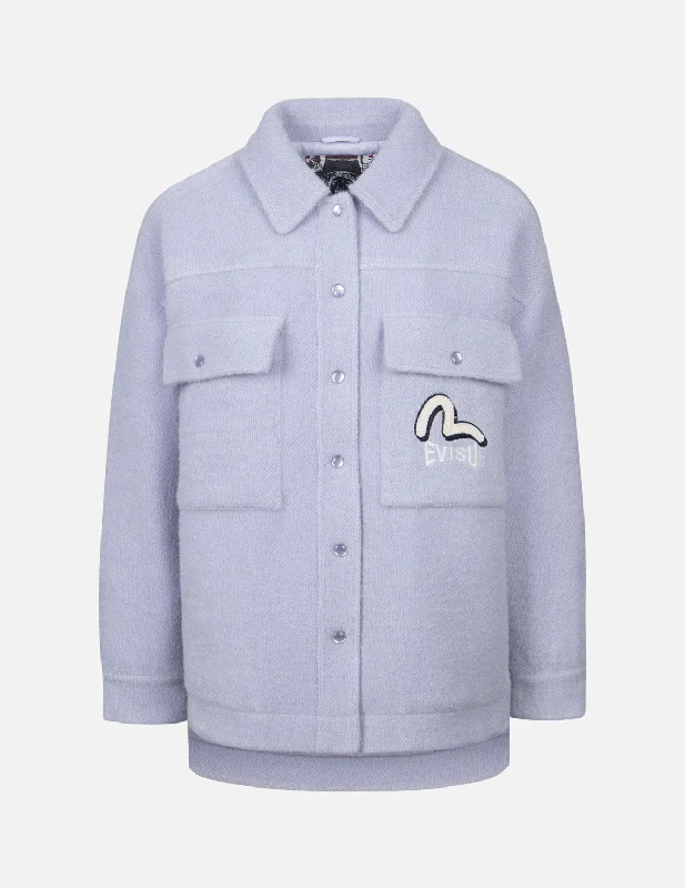 Seagull Applique Fashion Fit Knitted Shirt Jacket Denim Jacket Leather Jacket Suede Jacket Seagull Applique Fashion Fit Knitted Shirt Jacket Denim Jacket Leather Jacket Suede Jacket