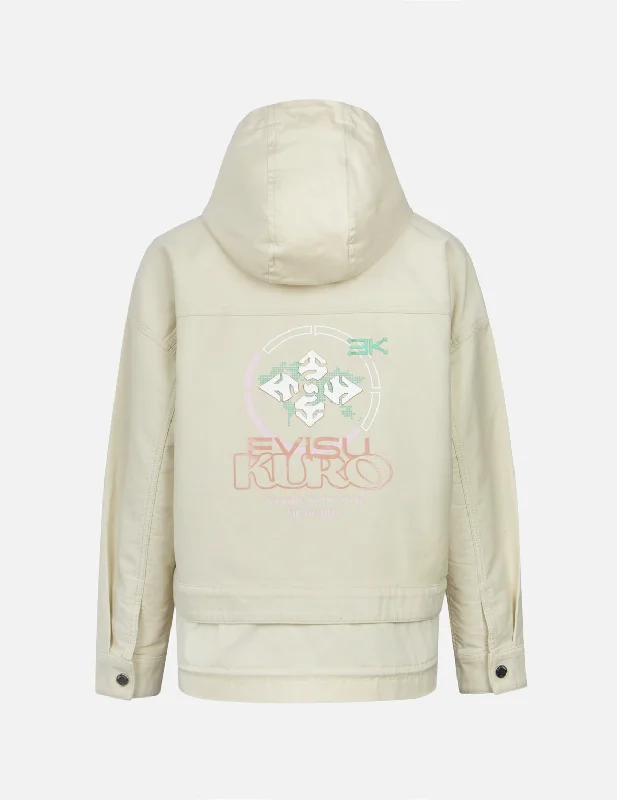 Shimmering Logo and Kamon Print Boxy Jacket Zippered Jacket Buttoned Jacket Snapped Jacket Shimmering Logo and Kamon Print Boxy Jacket Zippered Jacket Buttoned Jacket Snapped Jacket