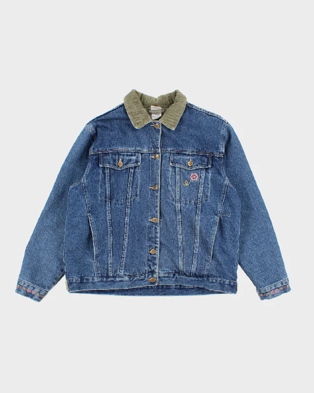 Vintage 90s Disney Embroidered Denim Jacket - L Denim Fabric Leather Fabric Suede Fabric Vintage 90s Disney Embroidered Denim Jacket - L Denim Fabric Leather Fabric Suede Fabric