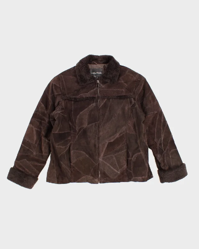 Vintage 90s Leather Works Faux Fur Collared Patchwork Jacket - L Elasticated Jacket Padded Jacket Insulated Jacket Vintage 90s Leather Works Faux Fur Collared Patchwork Jacket - L Elasticated Jacket Padded Jacket Insulated Jacket