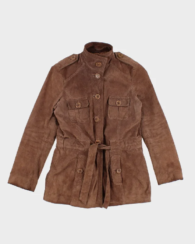 Vintage Women's Brown Suede Jacket - M Elasticated Jacket Padded Jacket Insulated Jacket Vintage Women's Brown Suede Jacket - M Elasticated Jacket Padded Jacket Insulated Jacket