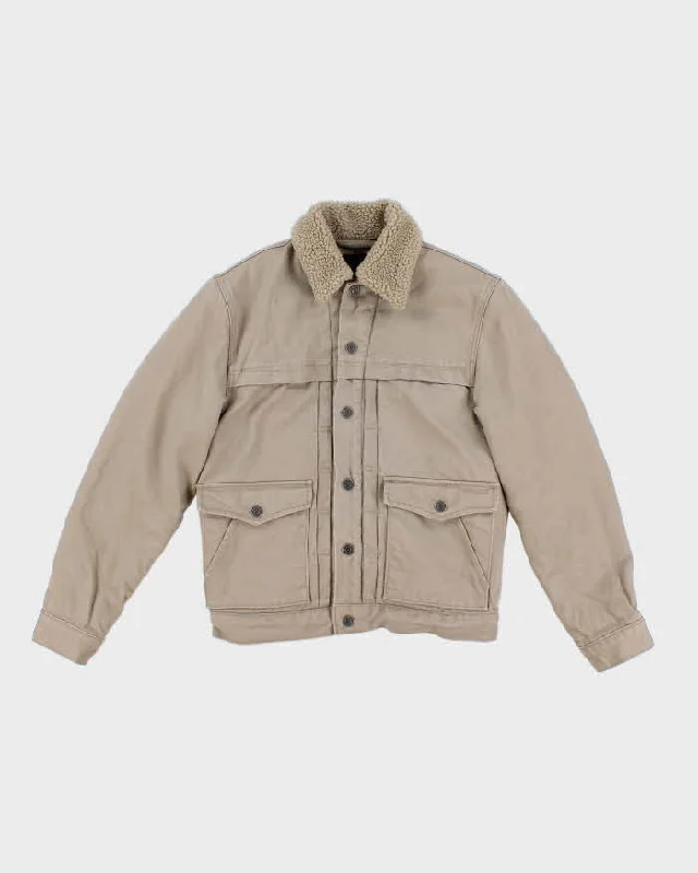 Womens Beige Levi's Fleece Lined Trucker Jacket - S Front Pockets Side Pockets Patch Pockets Womens Beige Levi's Fleece Lined Trucker Jacket - S Front Pockets Side Pockets Patch Pockets