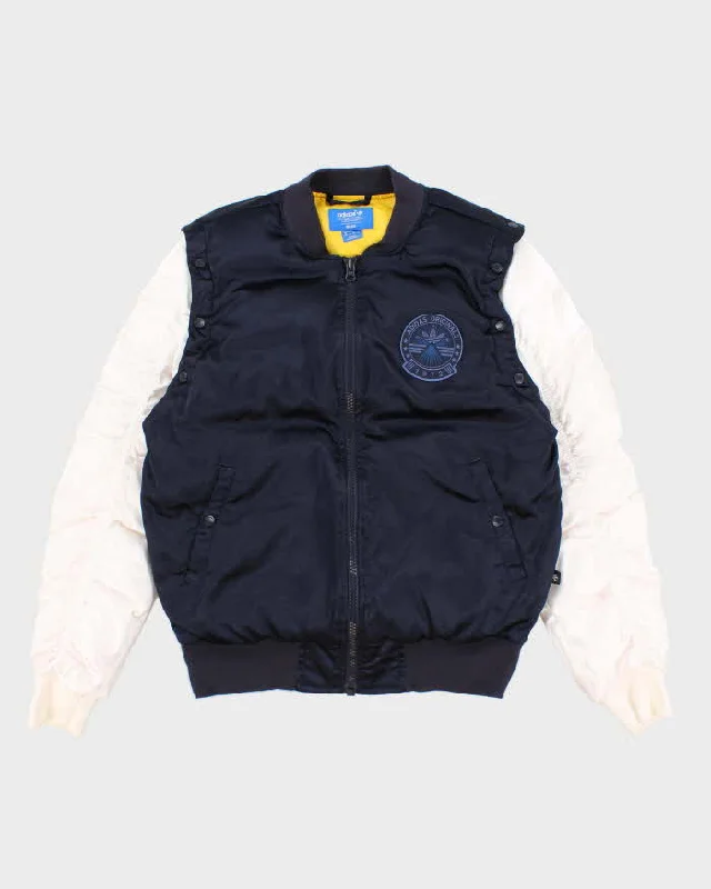 Women's Navy Adidas Satin Zip Up coach Jacket - M Notch Collar Peter Pan Collar Cowl Neck Women's Navy Adidas Satin Zip Up coach Jacket - M Notch Collar Peter Pan Collar Cowl Neck