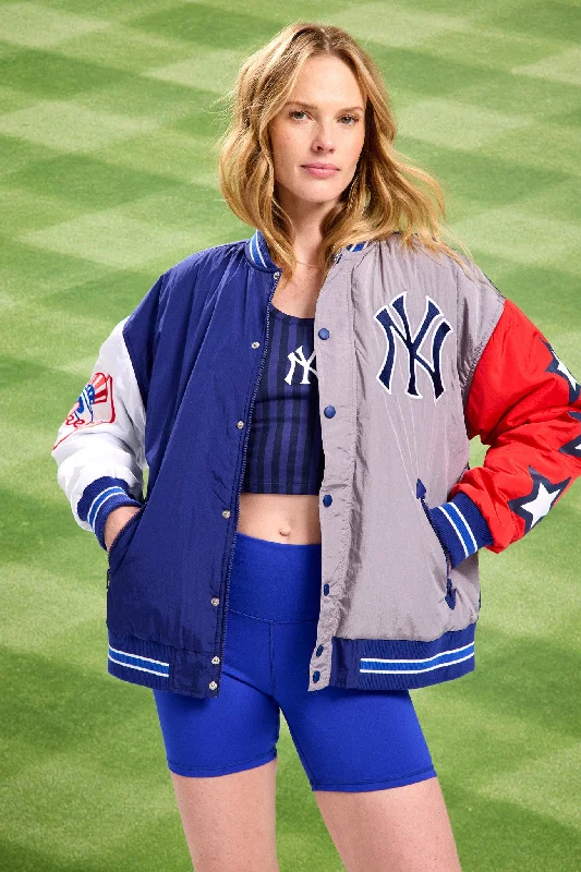 Yankees Bomber Jacket in Team Colors Toggled Jacket Drawstring Jacket Belted Jacket Yankees Bomber Jacket in Team Colors Toggled Jacket Drawstring Jacket Belted Jacket