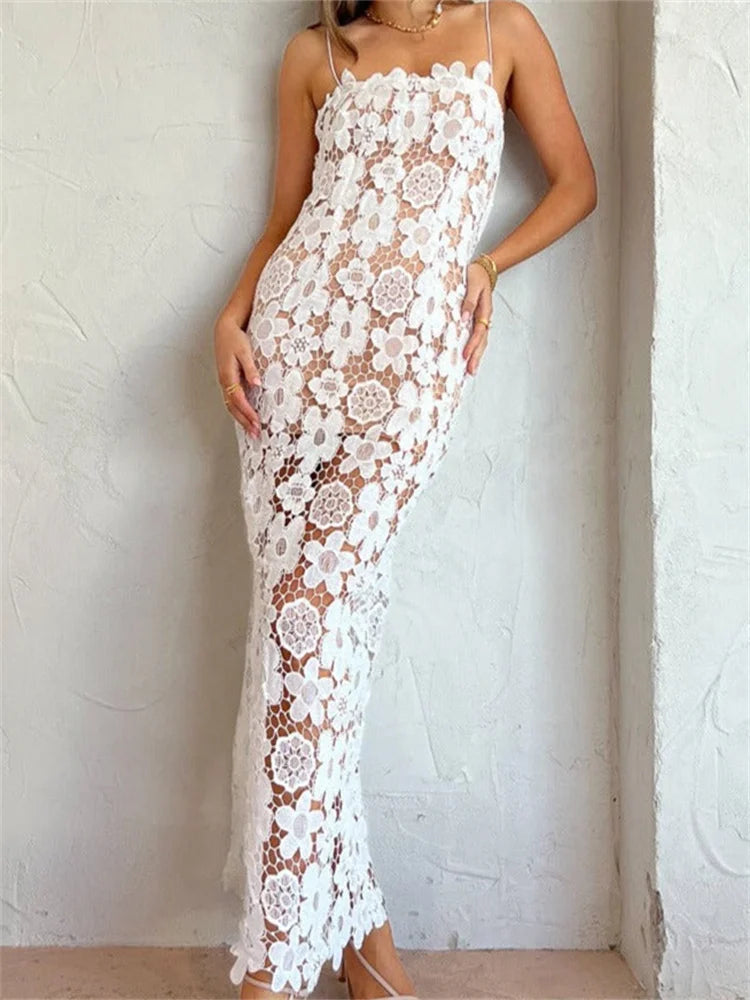 DressBetty - 2024 Elegant Lace Flower Hollow Out Sleeveless Maxi Dress Cozy Ribbed Maxi Dress DressBetty - 2024 Elegant Lace Flower Hollow Out Sleeveless Maxi Dress Cozy Ribbed Maxi Dress