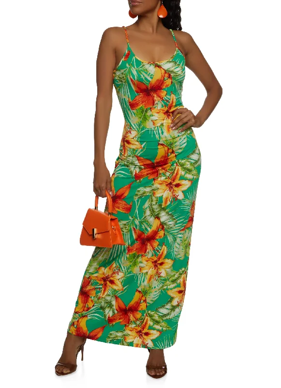 Haute Monde Floral Print Cami Maxi Dress Fashionable Chiffon Maxi Dress