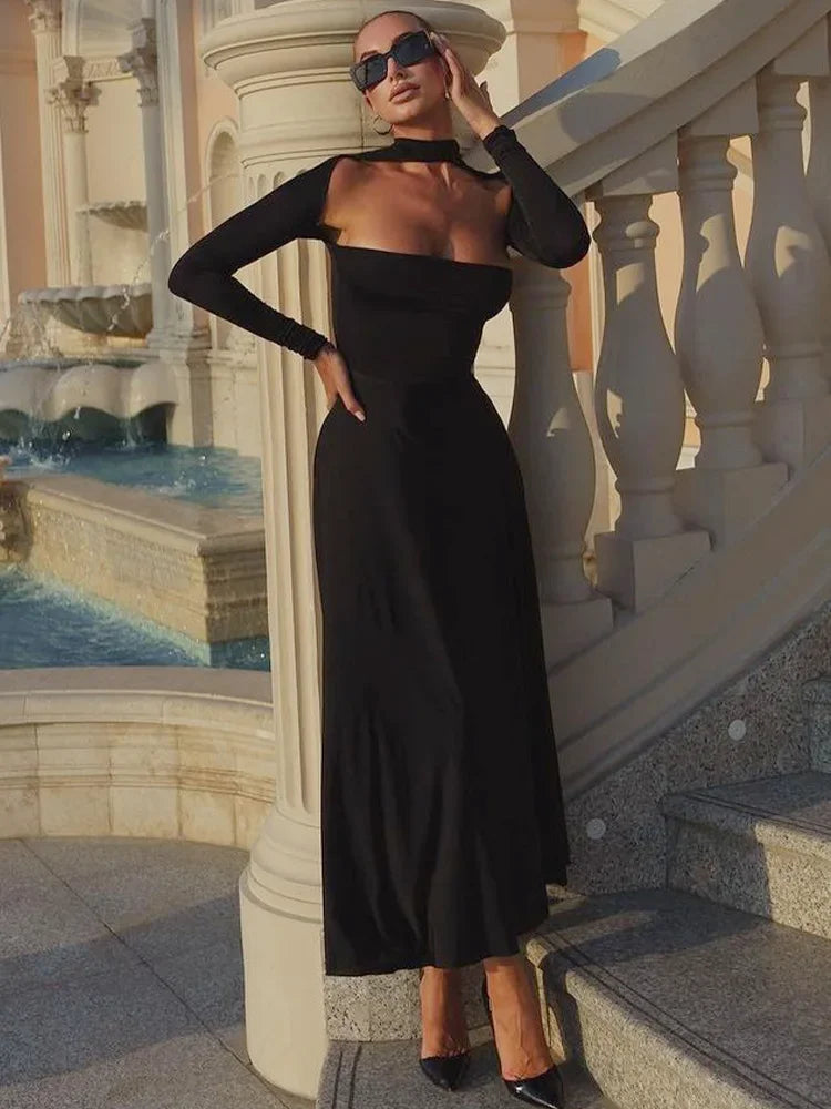 DressBetty - 2024 Sexy Cut Out Solid Elegant Women's Night Club Maxi Dress Trendy Satin Maxi Dress DressBetty - 2024 Sexy Cut Out Solid Elegant Women's Night Club Maxi Dress Trendy Satin Maxi Dress