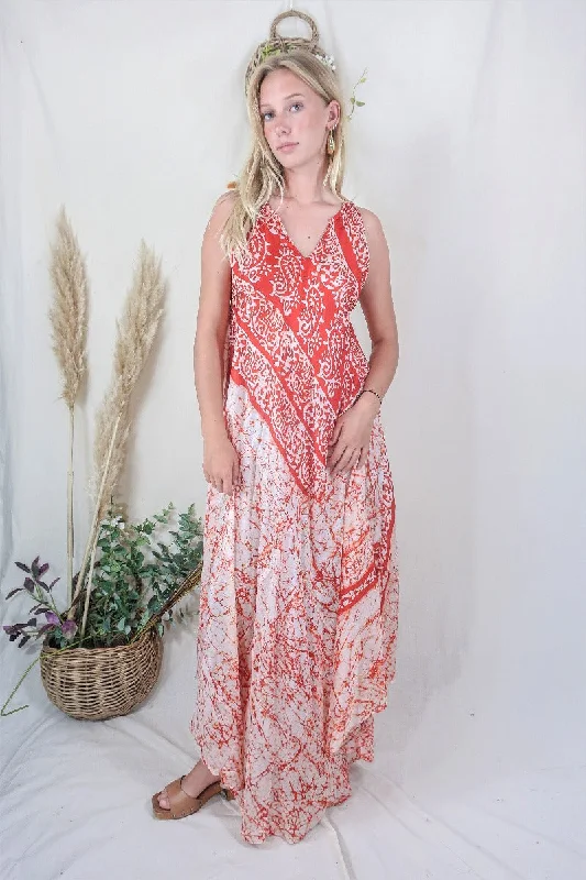Siren Maxi Dress - Spark the Fire Ikat- Vintage Indian Silk - M/L Elegant Lace Maxi Dress Siren Maxi Dress - Spark the Fire Ikat- Vintage Indian Silk - M/L Elegant Lace Maxi Dress
