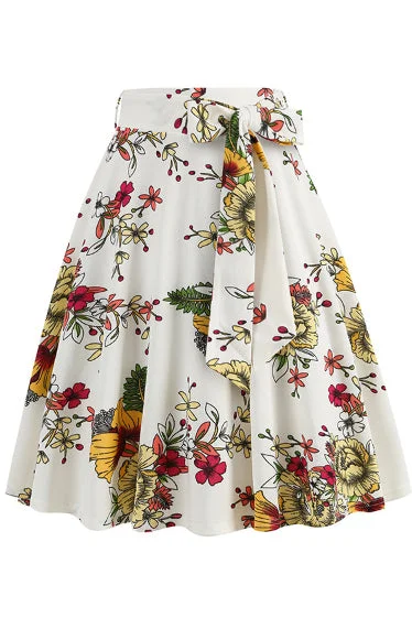 5 Styles Floral A-line Skirt with Bow lace skirt feminine