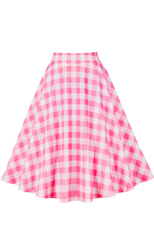 Barbie Pink Plaid A-line Skirt linen skirt natural