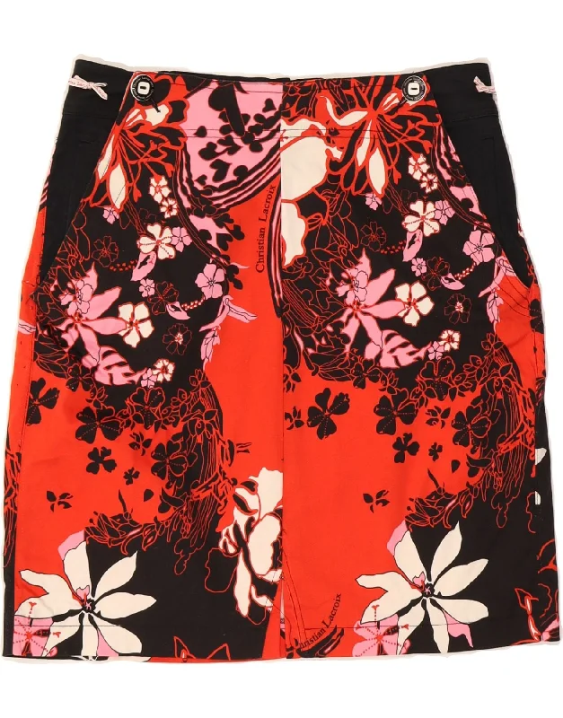 BAZAR DE CHRISTIAN LACROIX Womens Straight Skirt EU 38 Medium W30 Red high slit skirt