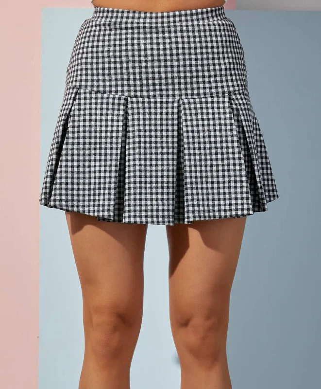 Gingham Skirt with Shorts relaxed fit skirt