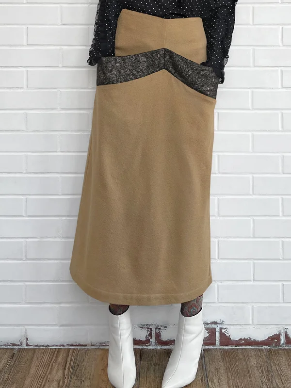 Surprise Sale! Camel Pocket Detail A-line Woollen Maxi Skirt chiffon skirt delicate