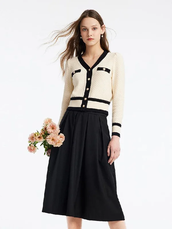 Classic Tweed Jacquard Cardigan And Skirt Two-Piece Suit chiffon skirt lightweight