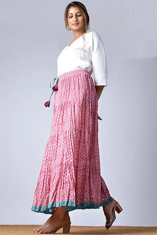 Dharan "Dazzle Skirt" Pink Block Printed Skirt slim fit skirt