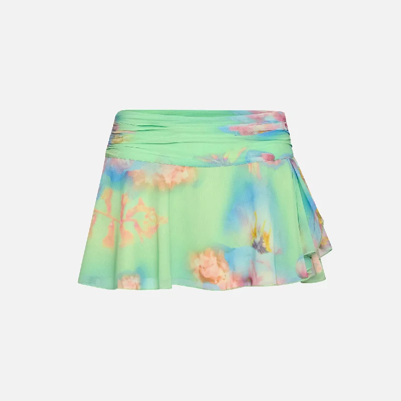 GUIZIO Silk Slit Mini Skirt - Ardere Floral velvet skirt glossy