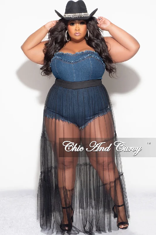 Final Sale Plus Size Strapless Romper with Mesh Skirt seamless skirt comfort