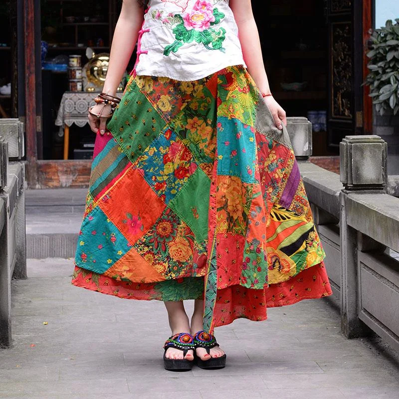 Floral Patchwork Hippie Skirt tulle skirt dreamy