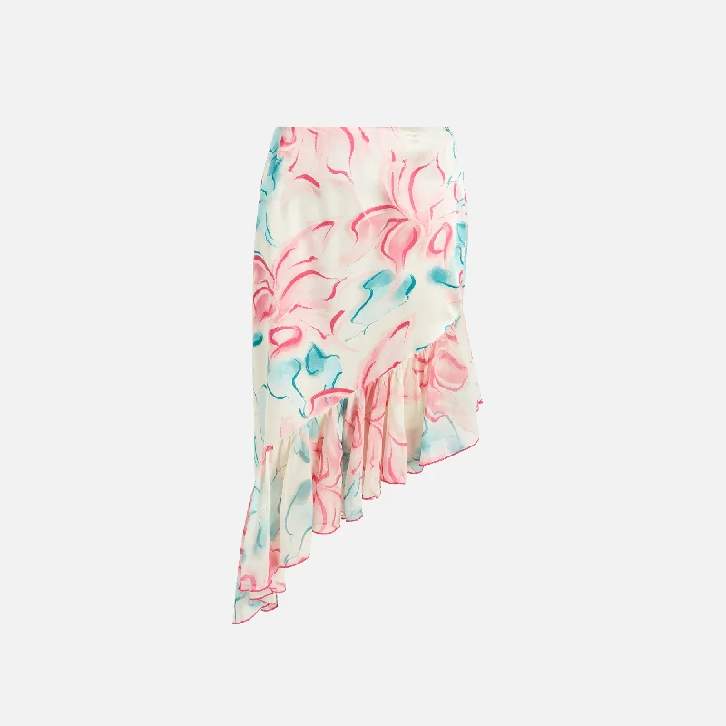 Kim Shui Pink Mesh Floral Midi Skirt - Pink velvet skirt luxurious