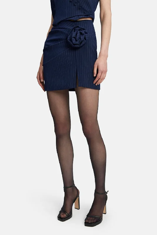 Layton Pin Stripe Mini Skirt - Navy Stripe relaxed fit skirt