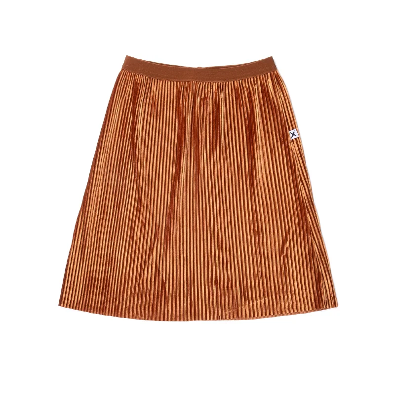 Minti Wintery Cord Skirt - Bronze silk skirt luxurious