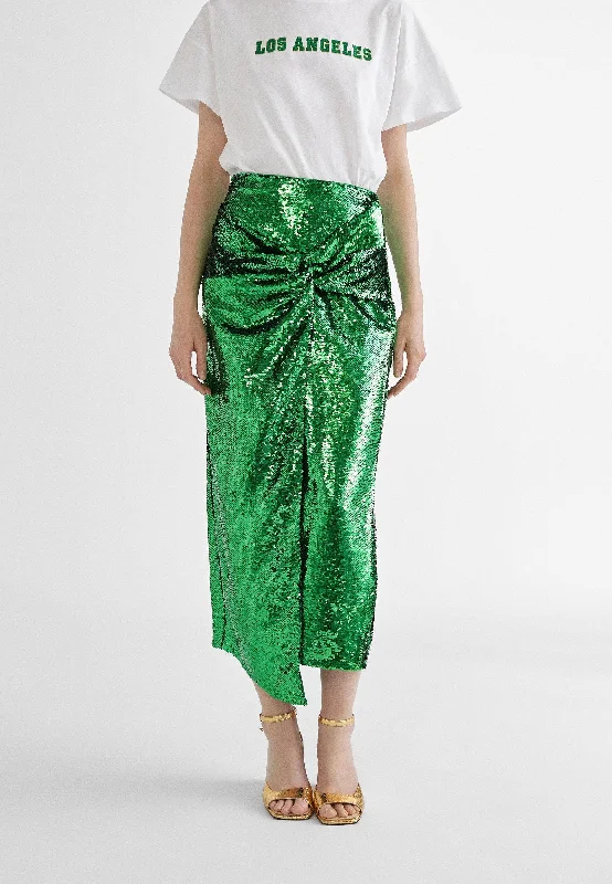 Sequinned skirt with slit corduroy skirt durable