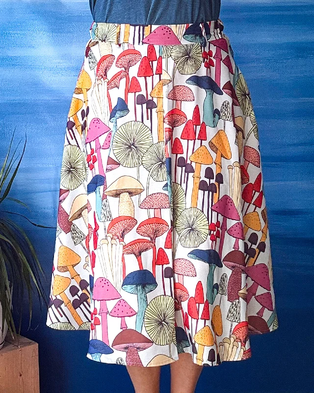 Mushroom Print Skirt wool skirt breathable