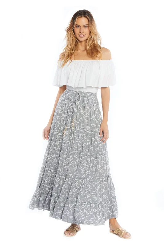 Palm Long Skirt velvet skirt glossy