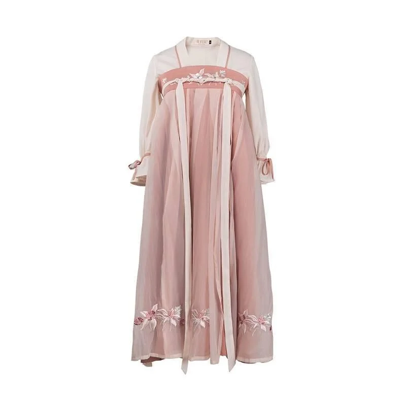 Spring and Summer Models of Improved Hanfu Women's Embroidery Full Chest Skirt Long Skirt Cute Everyday Chinese Elements Full Chest Skirt linen skirt natural