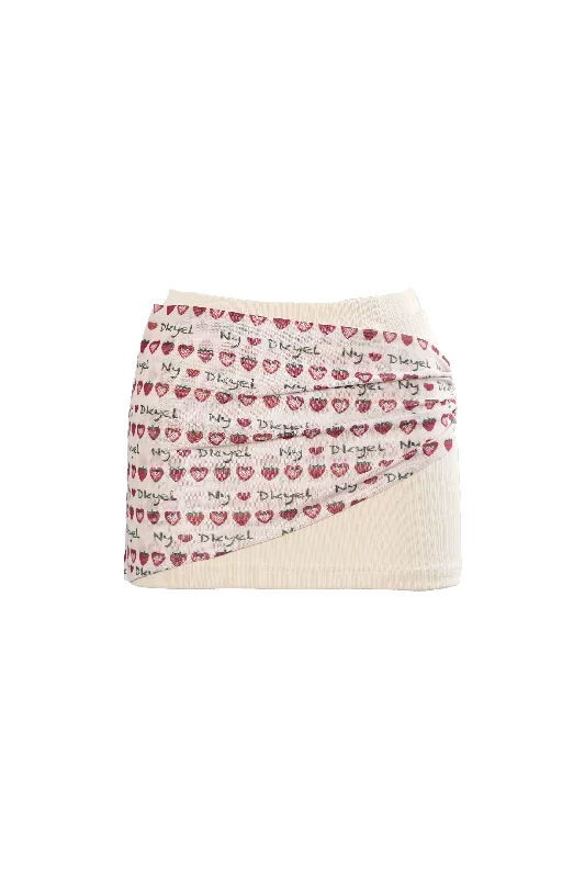 Strawberry Printed Mesh Skirt corduroy skirt durable