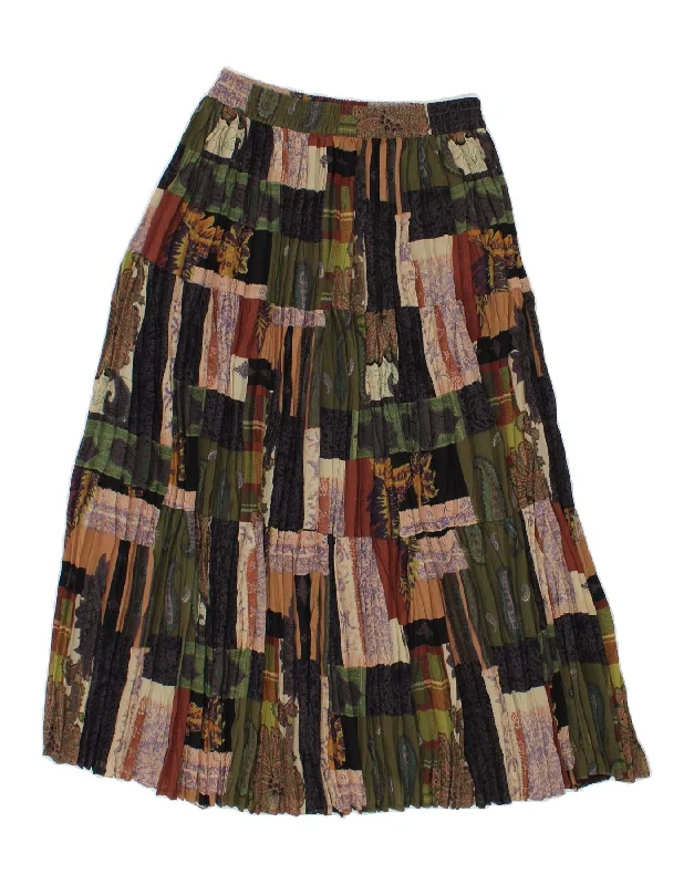 VINTAGE Womens Gypsy Skirt EU 36 Small W28  Multicoloured Patchwork pleated skirt texture