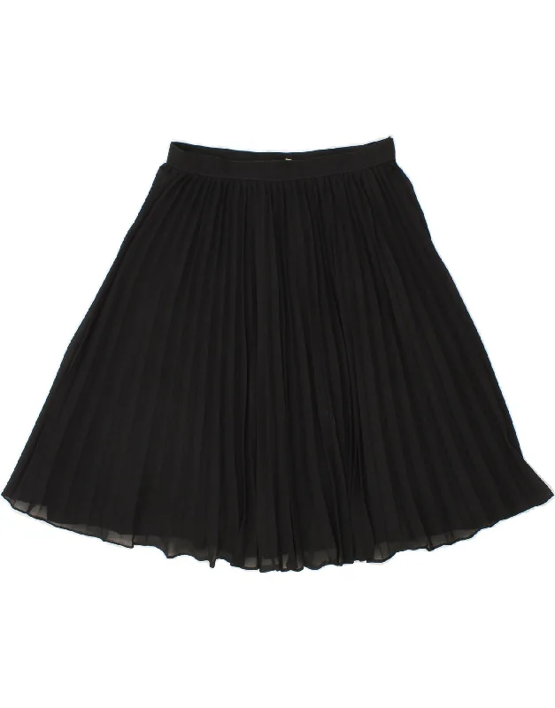 VINTAGE Womens Pleated Skirt W30 Medium Black silk skirt elegant