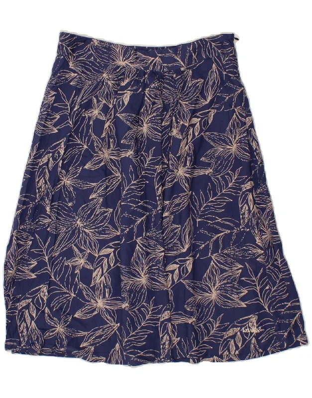 WEIRD FISH Womens A-Line Skirt UK 12 Medium W30  Navy Blue Floral Viscose wrap skirt elegant