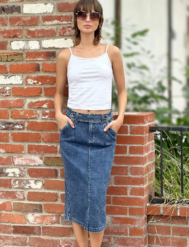 Ahoy Midi Denim Skirt leather skirt bold